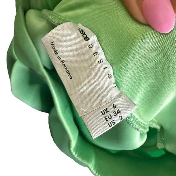 ASOS DESIGN structured 2-in-1 A-line skater mini dress with ruffled bust Size 2 - Picture 12 of 14